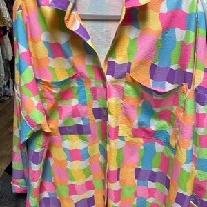 Show me your MUMU colorful blouse, extra small oversized P2P 28 NWOT☂️☂️☂️